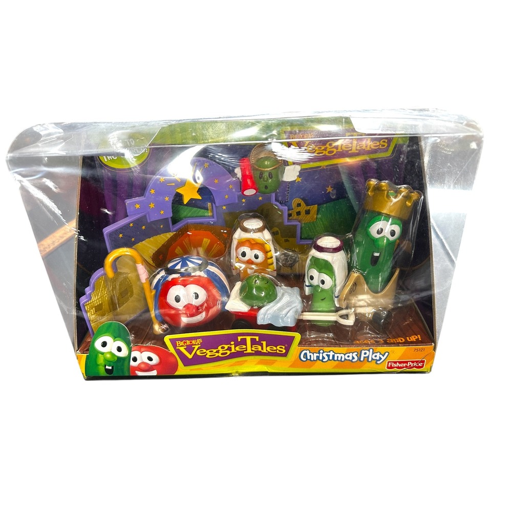 VTG Veggie Tales Christmas Play Set Nativity Fisher Price Joy To The World 2001